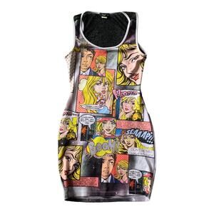 Love J size medium vintage comic book USA dress y2k 90s bodycon